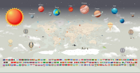 Фотообои листовые Citydecor Карта мира. Флаги и планеты (468x265) - 