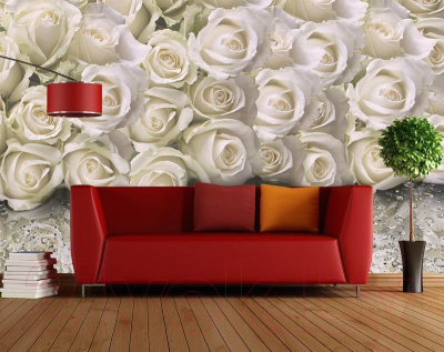 Фотообои листовые Citydecor Розы с каплями росы (468x265)