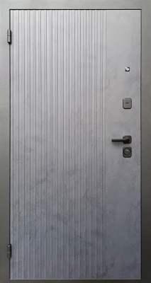 Входная дверь Промет Рона 86x205 (левая, бетон графит/бетон снежный/черный муар)
