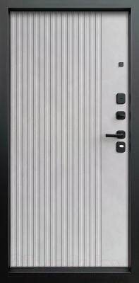 Входная дверь Промет Рона 86x205 (правая, бетон графит/бетон снежный/черный муар)