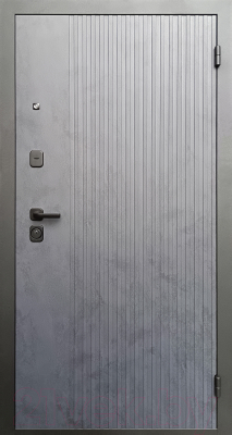 Входная дверь Промет Рона 86x205 (правая, бетон графит/бетон снежный/черный муар)