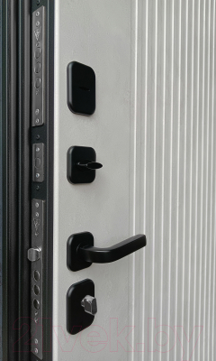 Входная дверь Промет Рона 96x205 (левая, бетон графит/бетон снежный/черный муар)