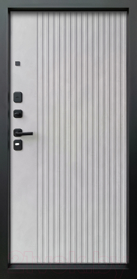 Входная дверь Промет Рона 96x205 (левая, бетон графит/бетон снежный/черный муар)