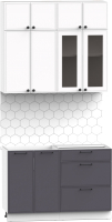 Кухонный гарнитур Интермебель Лион-1 1.2м без столешницы (белый софт/графит софт) - 