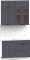 Кухонный гарнитур Интермебель Лион-1 1.2м без столешницы (графит софт) - 