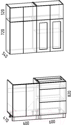 Кухонный гарнитур Интермебель Лион-1 1.2м без столешницы (мята софт)