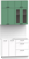 Кухонный гарнитур Интермебель Лион-1 1.2м без столешницы (мята софт/белый софт) - 