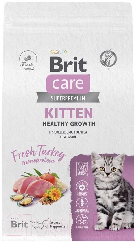 Сухой корм для кошек Brit Care Cat Kitten Healthy Growth с индейкой / 5066056