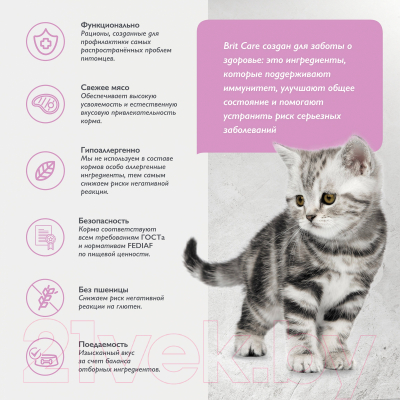 Сухой корм для кошек Brit Care Cat Kitten Healthy Growth с индейкой / 5065561 (400г)