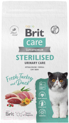 Сухой корм для кошек Brit Care Cat Sterilised Urinary Care с индейкой и уткой / 5066209 (1.5кг)