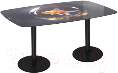 Обеденный стол Sheffilton SHT-TU43/TT32 118/77 стекло/МДФ (черный муар/лунная ночь)