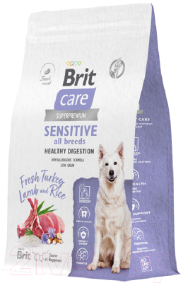 Сухой корм для собак Brit Care Dog Adult Sensitive Healthy Digestion с инд. и ягн./5066469 (3кг)