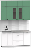 Кухонный гарнитур Интермебель Лион-2 1.6м (мята софт/белый софт/мрамор лацио белый) - 