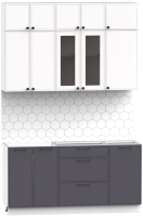 Кухонный гарнитур Интермебель Лион-2 1.6м без столешницы (белый софт/графит софт) - 