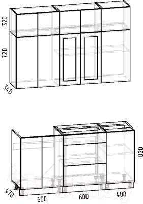 Кухонный гарнитур Интермебель Лион-2 1.6м без столешницы (мята софт)