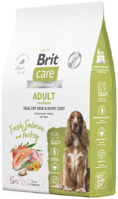 Сухой корм для собак Brit Care Dog Adult M Healthy Skin&Shiny Coat с лос. и инд. / 5066360 (12кг)