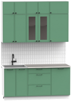 Кухонный гарнитур Интермебель Лион-3 1.7м (мята софт/мрамор лацио белый) - 