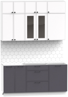 Кухонный гарнитур Интермебель Лион-3 1.7м без столешницы (белый софт/графит софт) - 