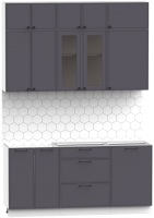 Кухонный гарнитур Интермебель Лион-3 1.7м без столешницы (графит софт) - 