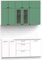 Кухонный гарнитур Интермебель Лион-3 1.7м без столешницы (мята софт/белый софт) - 