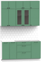 Кухонный гарнитур Интермебель Лион-2 1.6м без столешницы (мята софт) - 