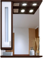 Шкаф с зеркалом для ванной Бриклаер Бали 62 L (венге/белый глянец) - 