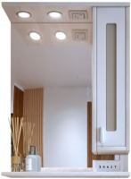 Шкаф с зеркалом для ванной Бриклаер Бали 62 R (светлая лиственница/белый глянец) - 