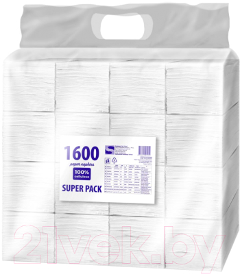 Бумажные салфетки Sipto Super Pack (1600л, белый)