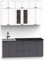 Кухонный гарнитур Интермебель Лион-4 1.8м (белый софт/графит софт/тунис) - 