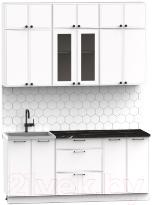 Кухонный гарнитур Интермебель Лион-4 1.8м (белый софт/сесамо)