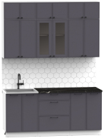 Кухонный гарнитур Интермебель Лион-4 1.8м (графит софт/сесамо) - 