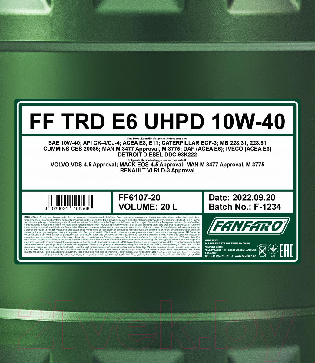 Моторное масло Fanfaro TRD E6 UHPD 10W40 CK-4/CJ-4 / FF6107-20 (20л) — фото 2