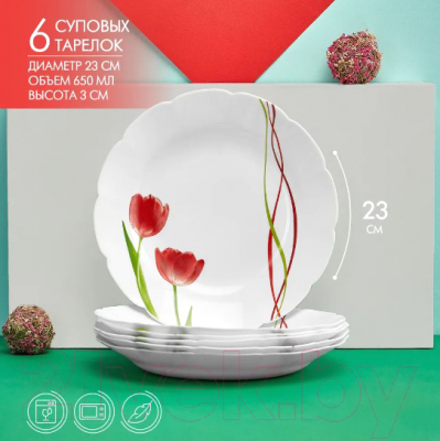 Набор тарелок ROYAL GARDEN Modern Poppy M RG012GL (18пр)