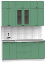 Кухонный гарнитур Интермебель Лион-4 1.8м (мята софт/мрамор лацио белый) - 