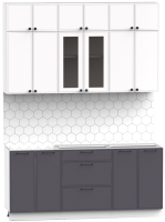 Кухонный гарнитур Интермебель Лион-4 1.8м без столешницы (белый софт/графит софт) - 