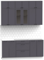 Кухонный гарнитур Интермебель Лион-4 1.8м без столешницы (графит софт) - 