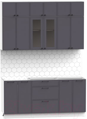 Кухонный гарнитур Интермебель Лион-4 1.8м без столешницы (графит софт)