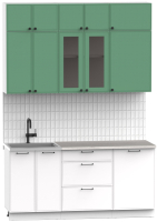 Кухонный гарнитур Интермебель Лион-3 1.7м (мята софт/белый софт/мрамор лацио белый) - 