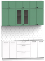 Кухонный гарнитур Интермебель Лион-4 1.8м без столешницы (мята софт/белый софт) - 