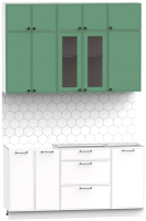 Кухонный гарнитур Интермебель Лион-2 1.6м без столешницы (мята софт/белый софт) - 