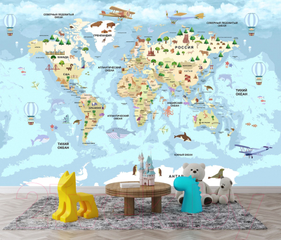 Фотообои листовые Citydecor Детская Карта мира 343 (546x265)