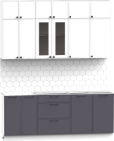 Кухонный гарнитур Интермебель Лион-5 2м без столешницы (белый софт/графит софт) - 