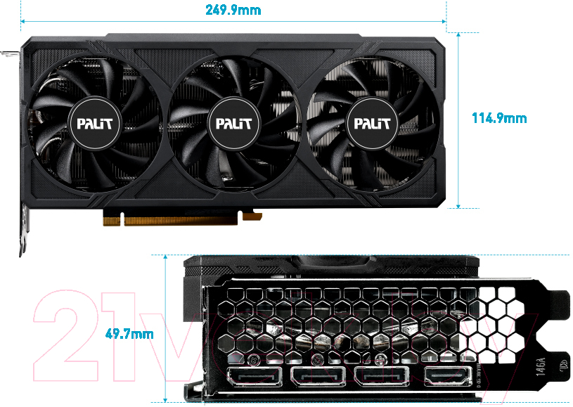 Видеокарта Palit GeForce RTX 4060Ti JetStream OC 16GB (NE6406TU19T1-1061J)