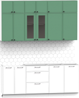 Кухонный гарнитур Интермебель Лион-5 2м без столешницы (мята софт/белый софт) - 