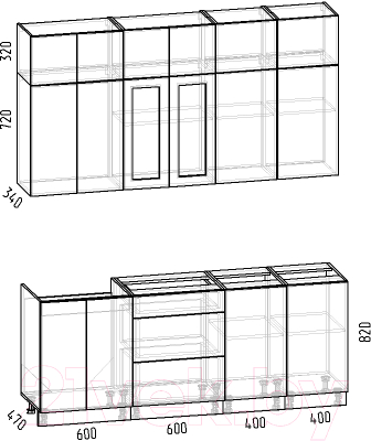 Кухонный гарнитур Интермебель Лион-5 2м без столешницы (красная глазурь софт/луна софт)