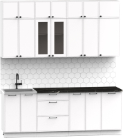 Кухонный гарнитур Интермебель Лион-7 2.2м (белый софт/тунис) - 