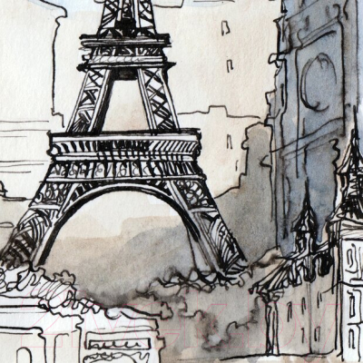 Фотообои листовые Citydecor Акварельный Париж (546x265)