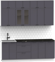 Кухонный гарнитур Интермебель Лион-7 2.2м (графит софт/сесамо) - 