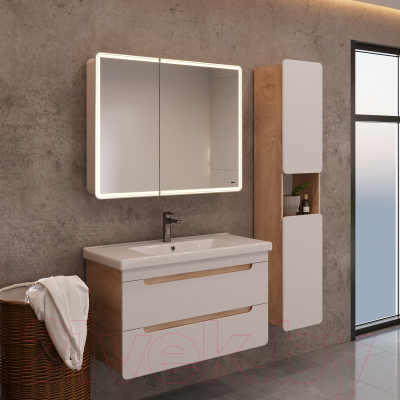 Шкаф с зеркалом для ванной LEMARK Element 100 / LM100ZS-E (белый глянец)