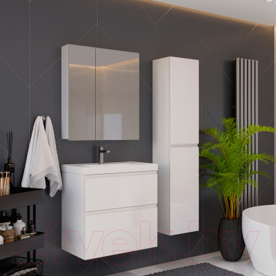 Шкаф с зеркалом для ванной LEMARK Universal 70 / LM70ZS-U (белый глянец)